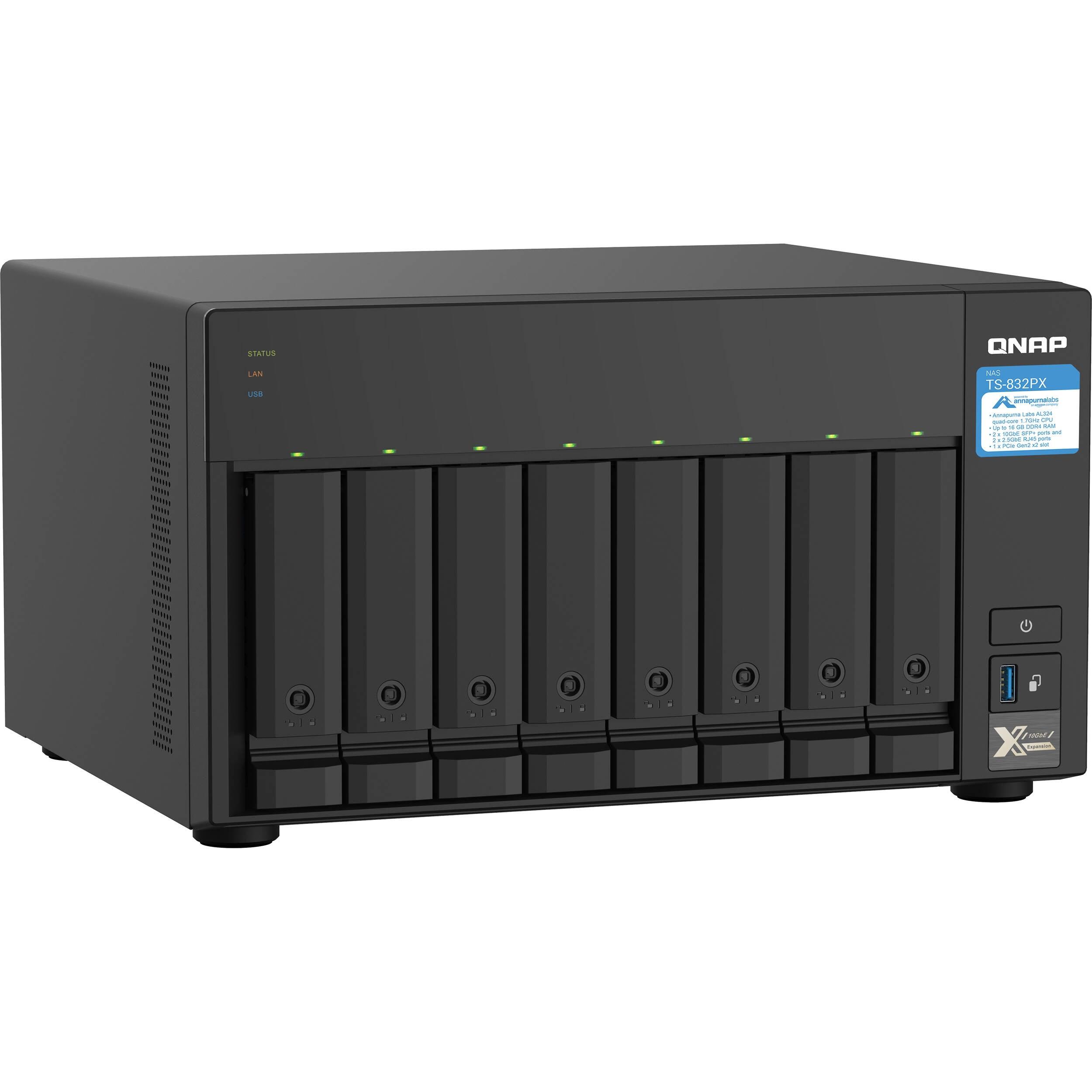 (NEW VENDOR) QNAP TS-832PX-4G 8-Bay NAS | Annapurna Labs Alpine AL-324 Cortex-A57 1.7 GHz Quad Core - C2 Computer