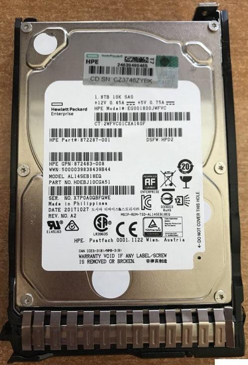 (NEW PARALLEL) HPE EG001800JWFVC 1.8TB 2.5 INCH SAS-12GBPS 12GBPS 10000RPM 硬碟 - C2 Computer